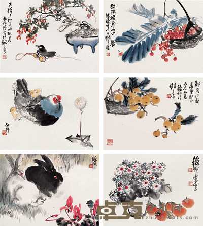 陈秋草  写生册 册页（十三开选六） 33×44.5cm×13